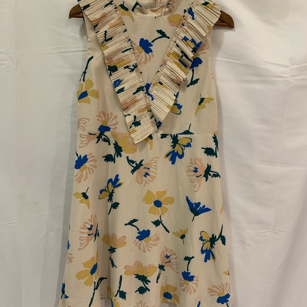 ASOS nude floral midi pleated dress size 10